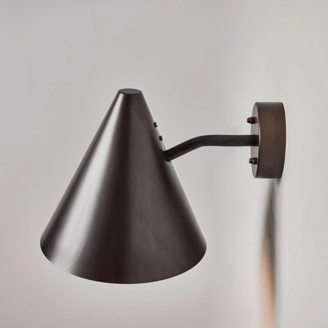 Mid-Century Modern Hans-Agne Jakobsson 'Tratten' Dark Brown Patinated Outdoor Sconces - a Pair For Sale - Image 3 of 12