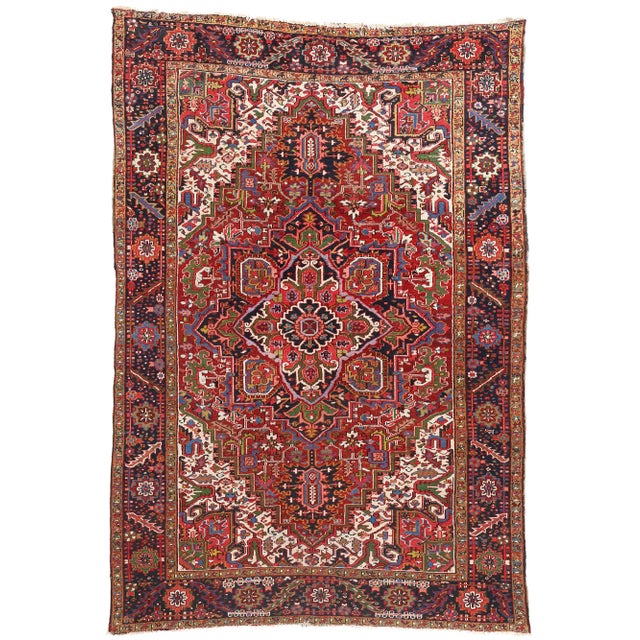 Antique Persian Heriz Rug - 07'10 X 11'06. For Sale - Image 10 of 10