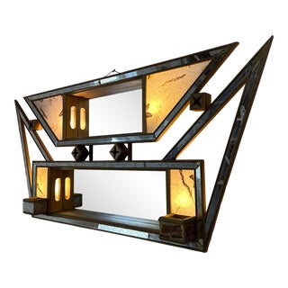 Mid Century Modern Mirrored Light Up Atomic Shadow Box For Sale