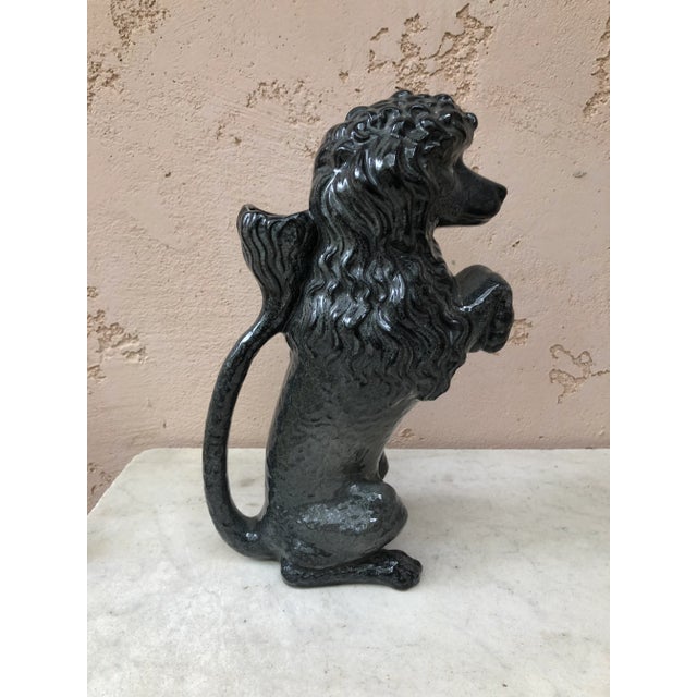 1900 - 1909 C.1900 French Majolica Poodle Keller & Guerin Pitcher Saint Clement For Sale - Image 5 of 5
