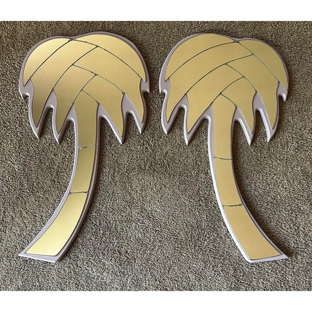 Vintage Mid Century Modern Pair of Palm Tree Wall Mirrors For Sale - Image 4 of 5