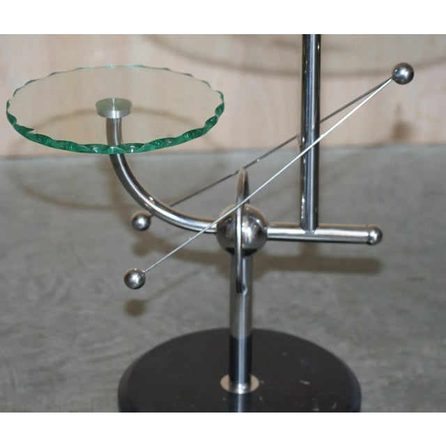 Mid-Century Modern Atomic Space Age Chrome Glass & Marble Side End Lamp Table For Sale - Image 16 of 17