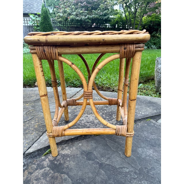 Vintage Wicker Rattan End / Drinks Table Mid 20th Century For Sale - Image 4 of 14