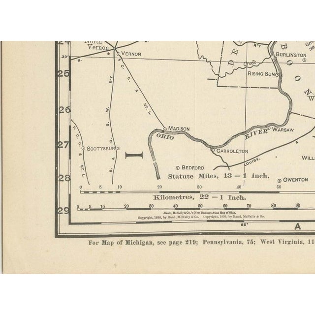 Black Antique Map of Ohio The Buckeye State by Rand McNally, 1899 For Sale - Image 8 of 12