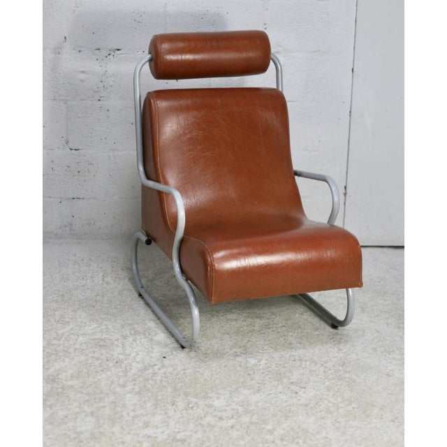 Brown Space Age Armchair in Tubular Metal and Imitation Leather, 1960s For Sale - Image 8 of 16