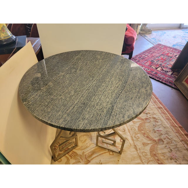 Art Deco 1980s Modern Gilt and Marble Greek Key Design Occasional Table For Sale - Image 3 of 7