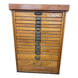 Antique Hamilton Marble Top Oak Letterpress Printer’s Type Cabinet For Sale