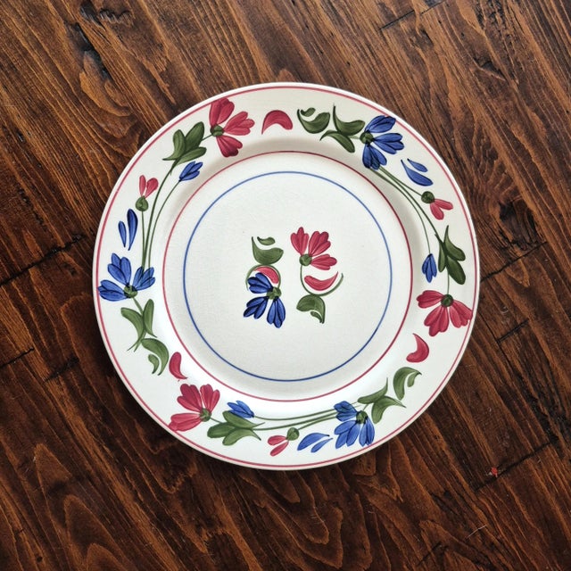 1940s Hand Painted Vintage Blue Ridge Plate: "Tumbling Petals" From Southern Potteries Usa For Sale - Image 13 of 14