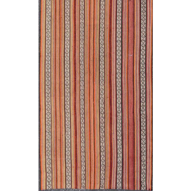 Long Kilim Runner with Vertical Stripe Keivan Woven Arts/ rug/ TU-NED-136027, country of origin / type: Turkey / Kilim,...