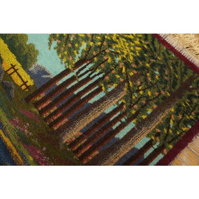 Persian 1920s Multicolor Scene Pictorial Antique Persian Kashan Rug 2'2'' X 3'8'' Handknotted Wool Carpet For Sale - Image 3 of 13