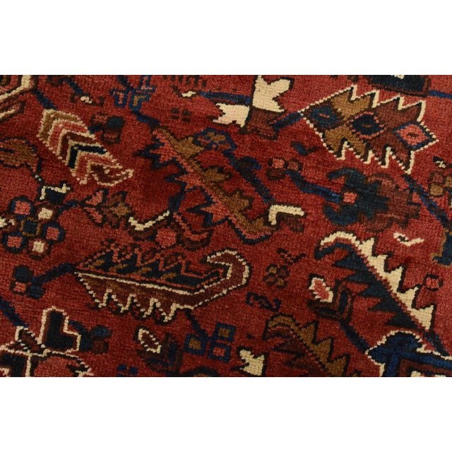 1990s Heriz Rug 9’9” X 13’2” Red Wool Vintage Traditional Hand-Knotted Carpet For Sale - Image 5 of 15
