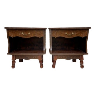 Mid-Century Wood Nightstands with Drawers, 1960s, Set of 2 For Sale