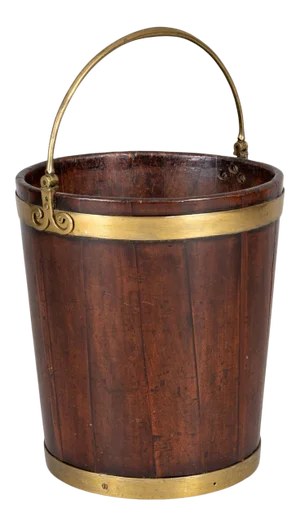 Early 19th Century George III Brass-Banded Mahogany Peat Bucket