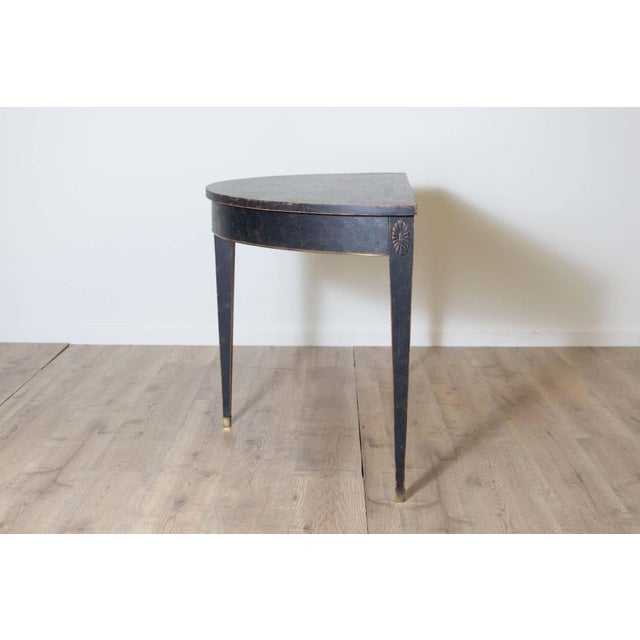 Black Pair of 19th Century Swedish Demi Lunes Circa 1800 For Sale - Image 8 of 9