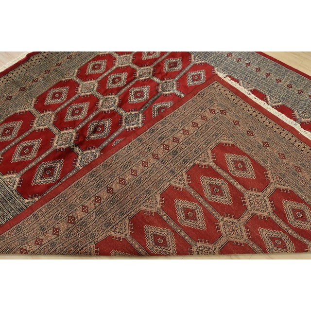 Bokhara Jaldar Rug 8’3” X 10’2” Red Wool Tribal Hand-Knotted Oriental Carpet For Sale - Image 13 of 14