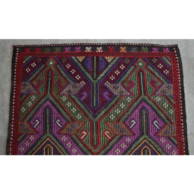 Textile Vintage Hand Made Braided Kilim Rug - 3′9″ X 4′8″ For Sale - Image 7 of 11