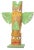 Pair of whimsical and colorful artisan-made painted wood totem pole sculptures believed to be from the 1960s. Vintage...
