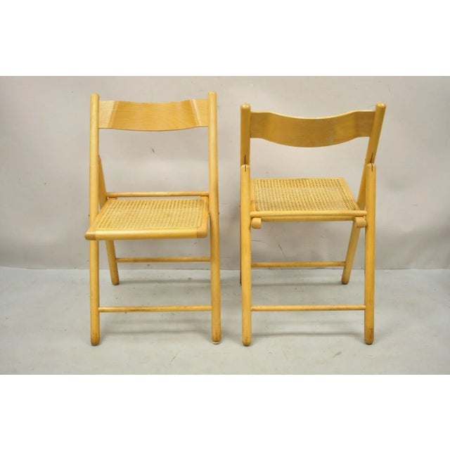 Vintage Habitat England Bentwood Cane Rattan Folding Chairs - a Pair For Sale - Image 10 of 13