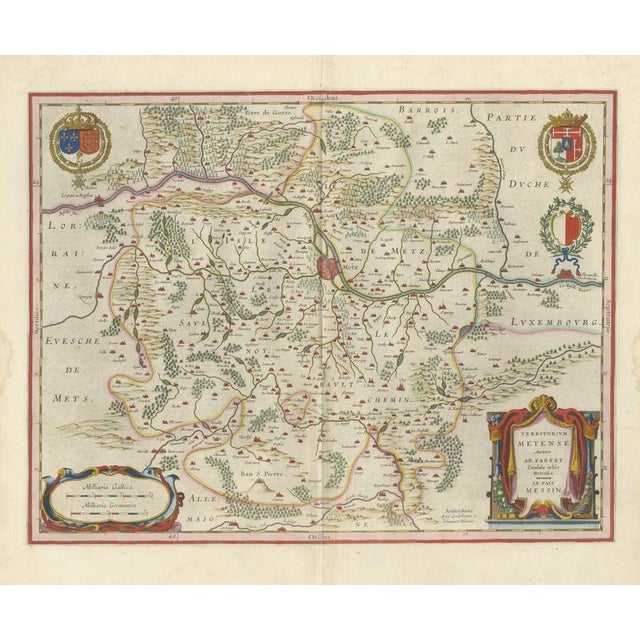 17th Century Antique Metz, Lorraine & Verdun Blaeu Atlas Map, France, 1642 For Sale - Image 5 of 11