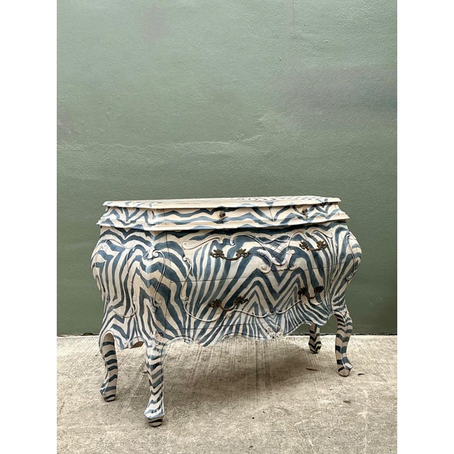 Late 20th Century Vintage Hand Painted Zebra Bombe Chest For Sale - Image 5 of 18