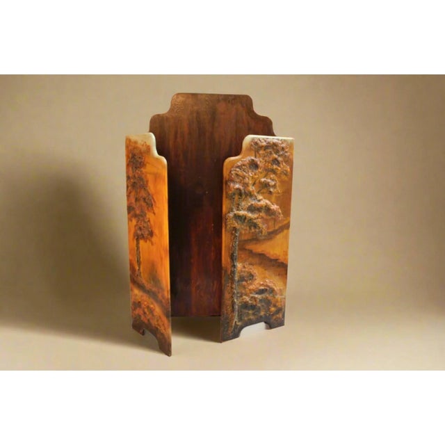 Amber Antique 3 Panel Fireplace Screen | 19th Century Country Scene For Sale - Image 8 of 8