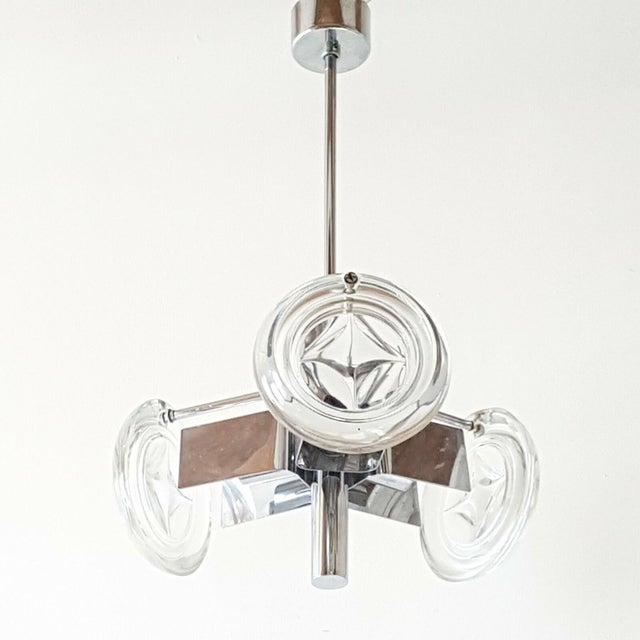 Vintage Space Age Ceiling Light in Glass and Chrome, 1970s For Sale - Image 8 of 8