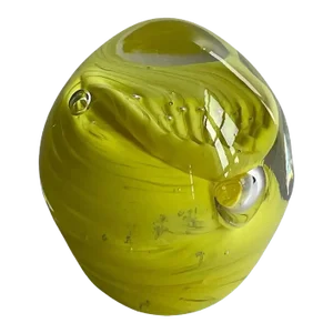 Murano Art Glass Paperweight Yellow Modern Desk Accessory