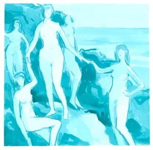 "By the Sea" Coastal Bohemian Figurative Print by Michelle Farro