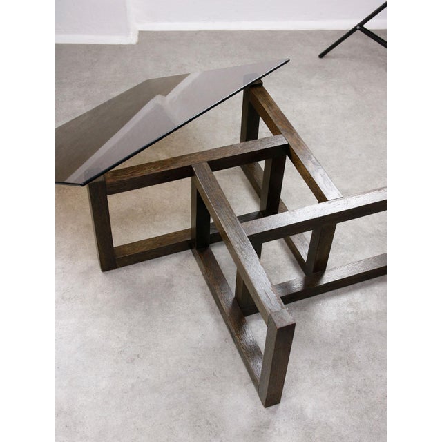 Italian Wooden and Smoked Glass Coffee Table, 1960s For Sale - Image 10 of 18