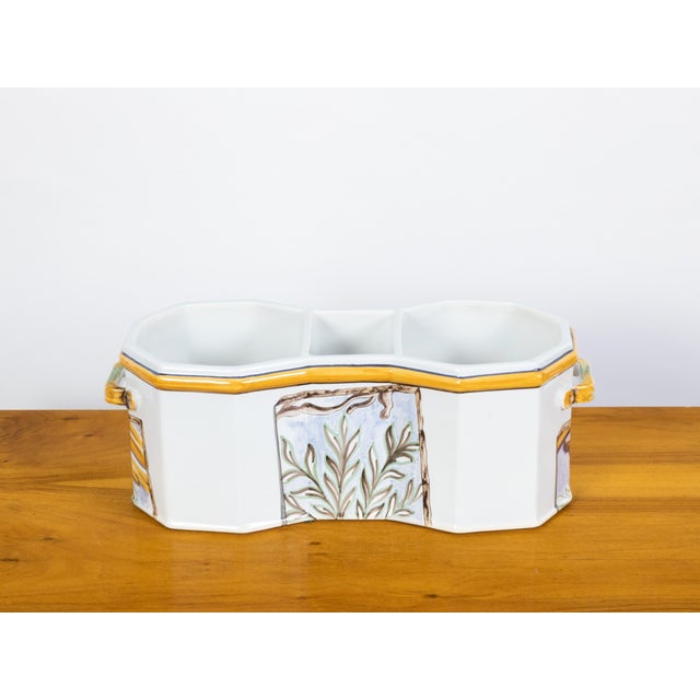 Late 20th Century Faïence Tiffany & Co Wine Cooler Hand Painted with Floral Motifs in France For Sale - Image 10 of 11