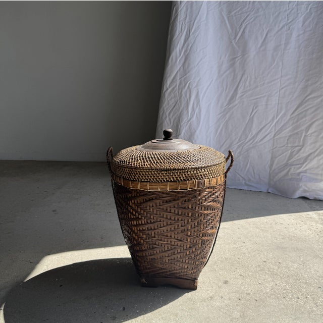 Large Indonesian Brown Basket For Sale - Image 5 of 18