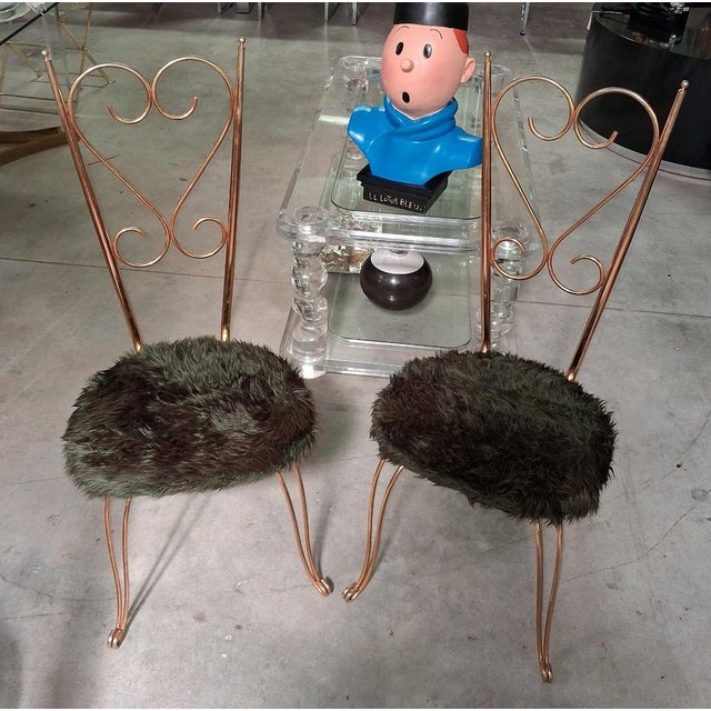 1970s Gold-Plated Metal Chairs in the style of Maison Jansen, 1970s, Set of 2 For Sale - Image 5 of 7