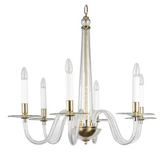 Fine Polished Brass and Clear Artisan Glass Chandelier by ZAVADSKI, 2022 For Sale