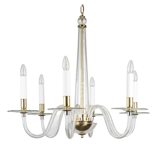 Fine Polished Brass and Clear Artisan Glass Chandelier by ZAVADSKI, 2022 For Sale
