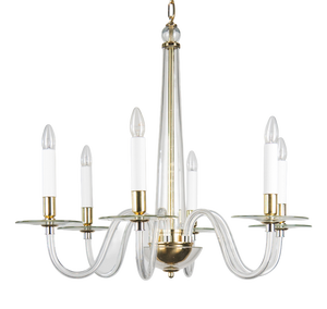 Fine Polished Brass and Clear Artisan Glass Chandelier by ZAVADSKI, 2022