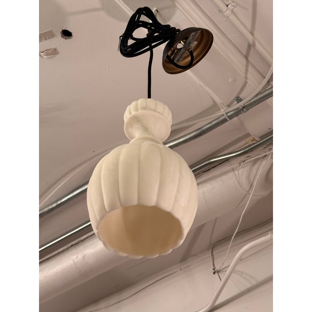 Pottery Barn Pottery Barn Noah Fluted Light Pendant For Sale - Image 4 of 13