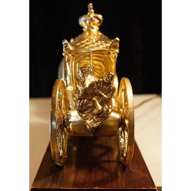 Antique Solid Brass Horse And Carriage Clock By United C1940s Figurines