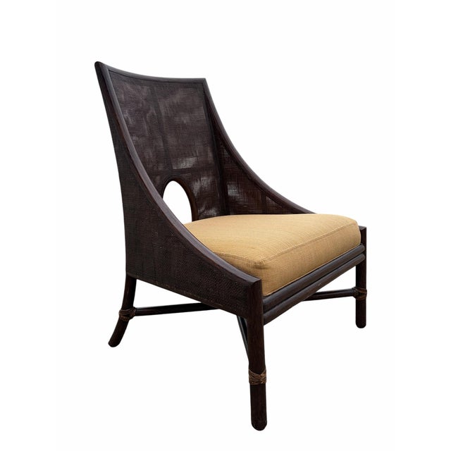 Early 21st Century Mid-Century Modern Barbara Barry for McGuire Caned Petite Lounge Chairs - A Pair For Sale - Image 5 of 9