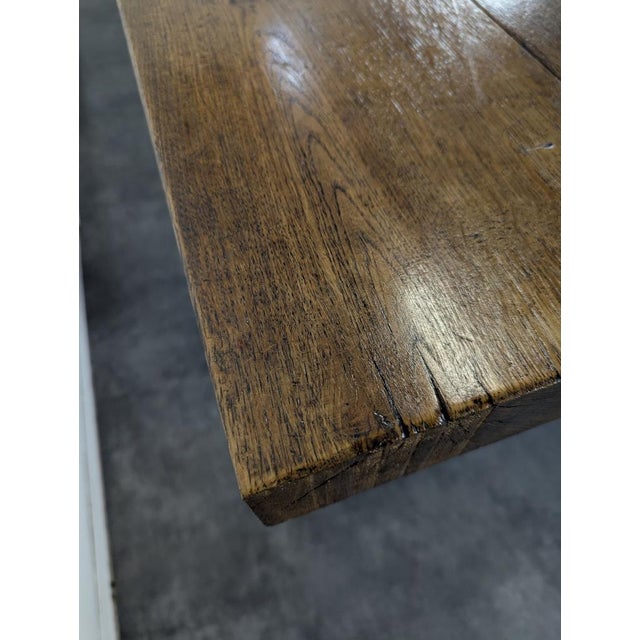 Vintage Oak Farmhouse Table For Sale - Image 6 of 7