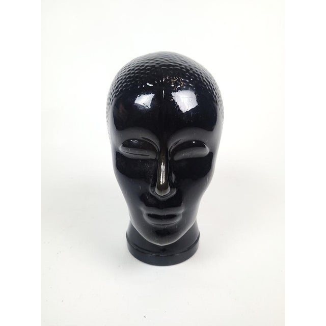 Vintage Black Glass Head by Piero Fornasetti, 1970 For Sale - Image 3 of 16