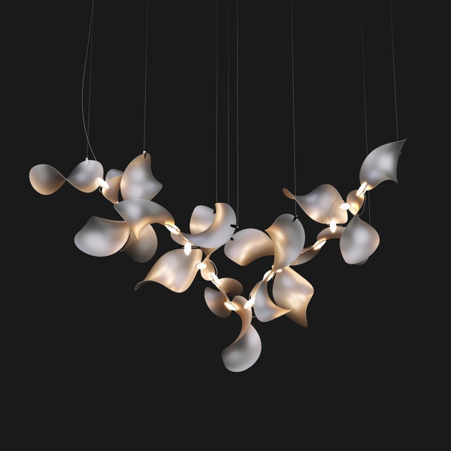 Dune 20 Cluster Chandelier with Silver Anodized Shades by Daniel Becker for Moss Objects For Sale - Image 9 of 11