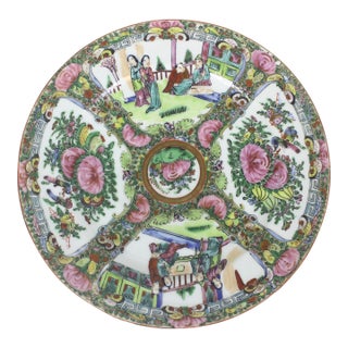 Hand Painted Chinese Famille Rose Medallion 10” Plate With People For Sale