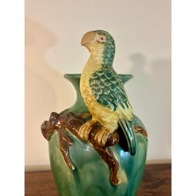 1950s 1950s Italian Majolica Coastal Parrot Vase - Hand Painted Ceramic For Sale - Image 5 of 6