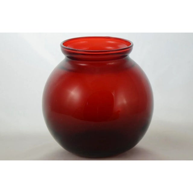 Mid-Century Modern Red Ruby Glass Ball Vase For Sale - Image 3 of 3