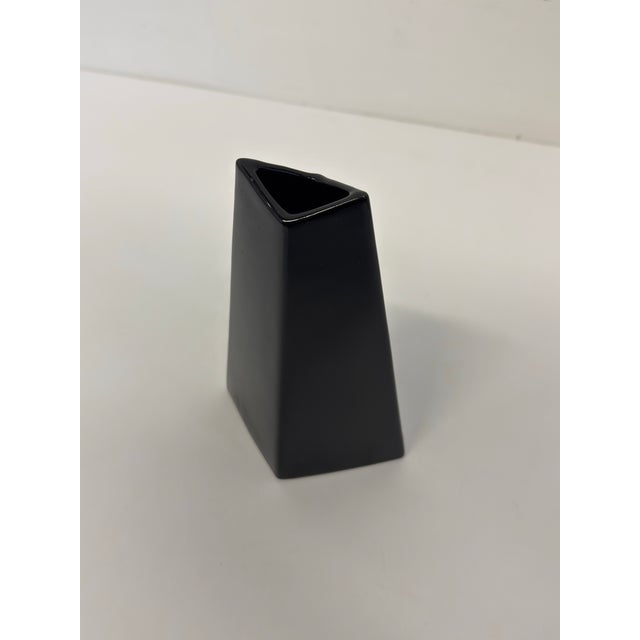 Postmodern Faceted Black Ceramic Bud Vase, 1990s For Sale - Image 10 of 12