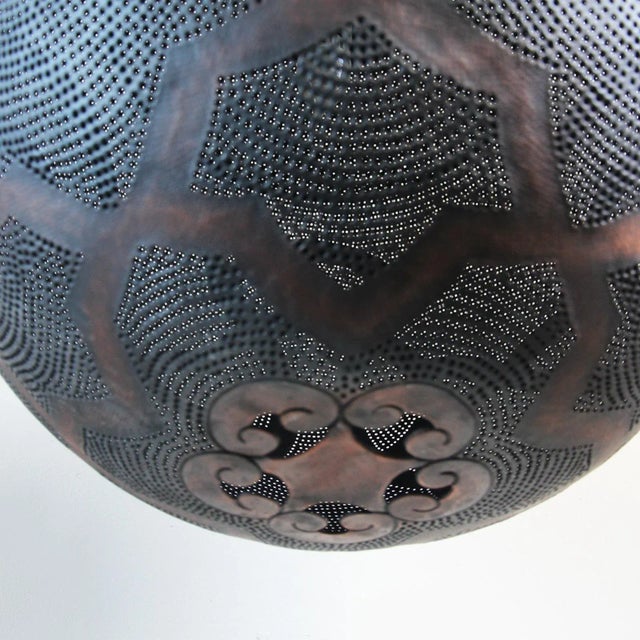 Industrial Industrial Asian Copper Globe Pendant Light XL For Sale - Image 3 of 9