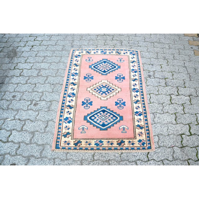 1960s Vintage Pastel Pink Rug For Sale - Image 11 of 11