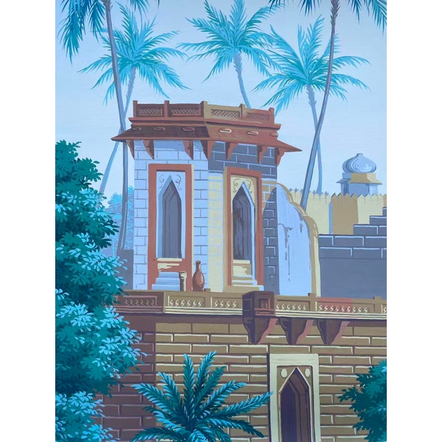 1: Commodity: Hand-Painted Mughal Ruins Tropical Palm Landscape Wallpaper Mural 2: Handicrafts: 100% handmade and hand-...