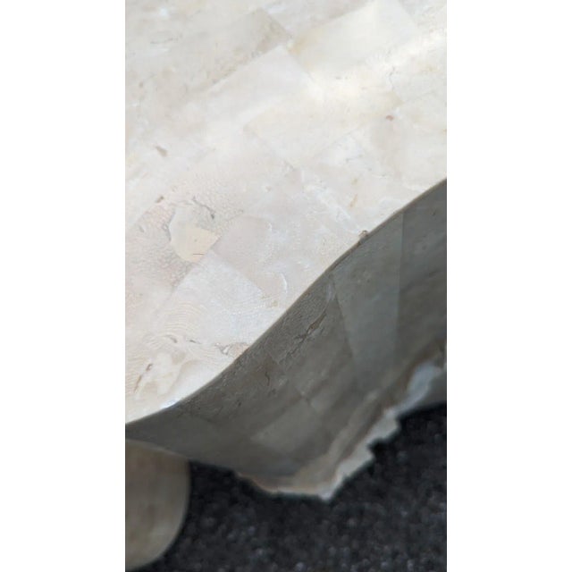 Beige Late 20th Century Pair Vintage Tessellated Stone End Side Table Set of 2 Kidney Shape For Sale - Image 8 of 12