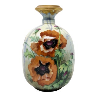 1920s Hand Painted Turn Teplitz Bohemia RStK Austrian Amphora Red Poppy Vase For Sale